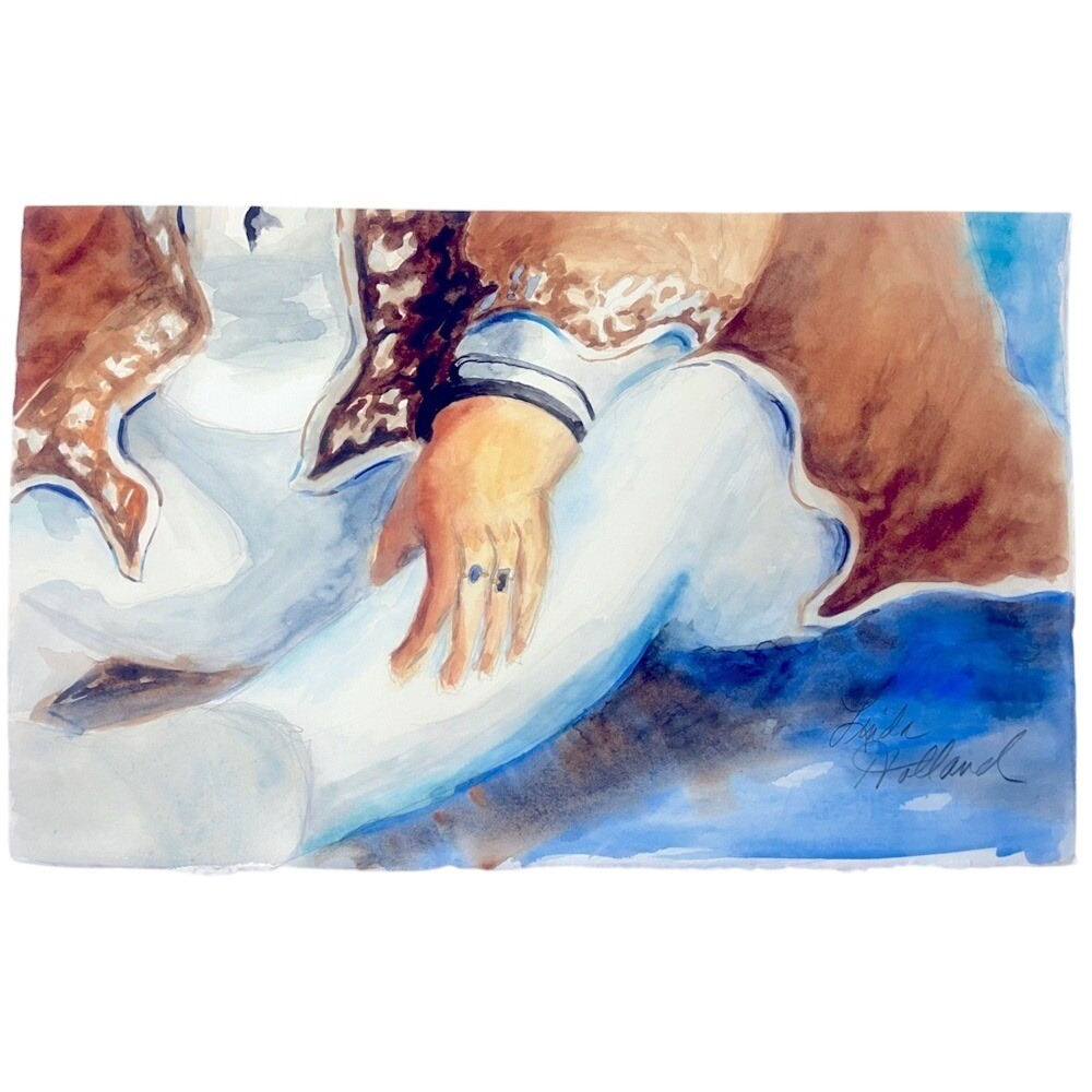 Original Watercolor Painting Signed NWOT Elegant Hand-Painted Art Piece